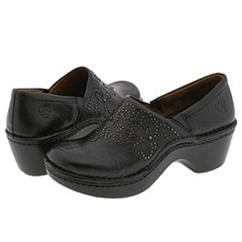 Ariat Women's Black Studded Western Slip On Clogs Comfort Shoe Leather Career